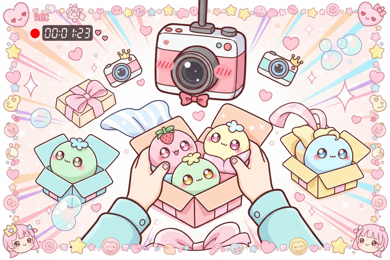 Kawaii animated recording video packaging